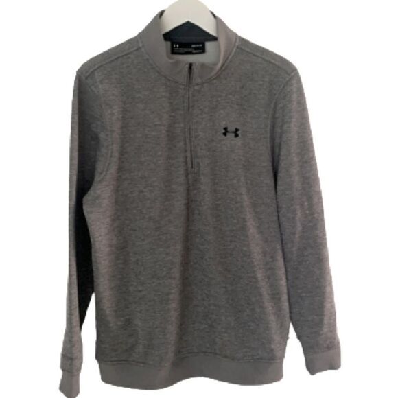 Under Armour Men’s Medium ColdGear Grey Gray Fleece 1/4 Zip Pullover Loose Fit M - Picture 1 of 9